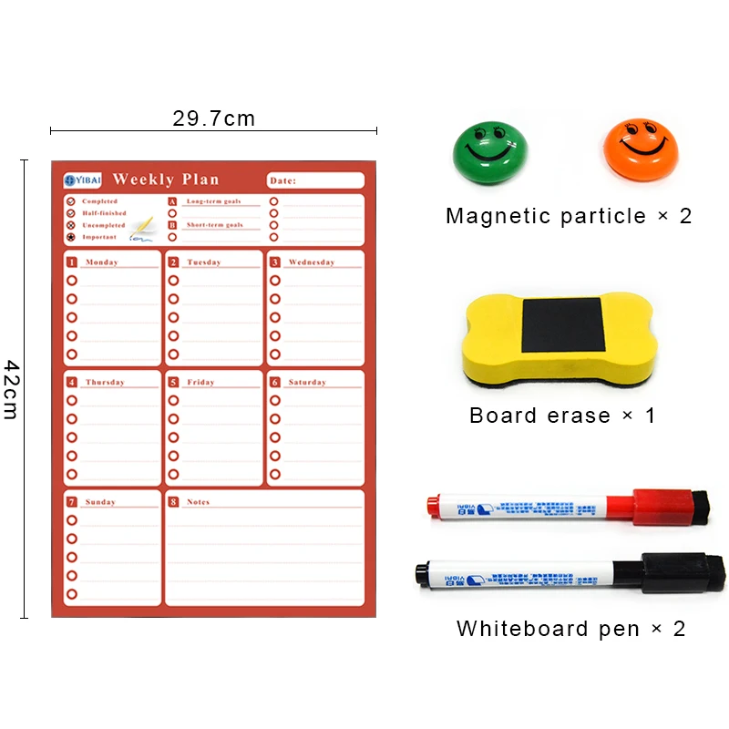 Yiabi A3 30*42 см календарь на холодильник магнитная доска водонепроницаемый Еженедельный план доска для сообщений для холодильника Памятка доска объявлений