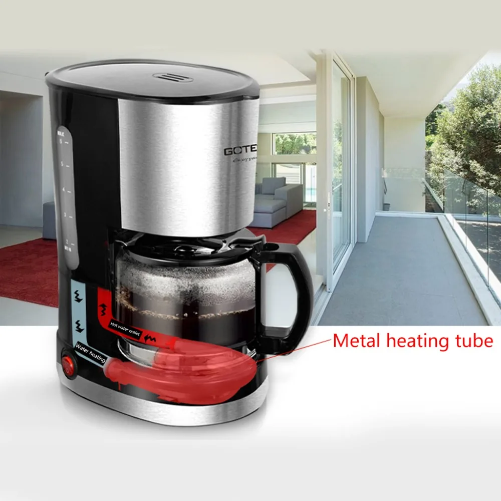 

New Full-automatic Drip Coffee Maker American Coffee Grinder Anti-drip Design 600ML Capacity