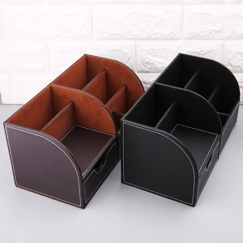 

7 Storage Compartments Multifunctional Leather Office Desktop Organizer Business Card Pen Pencil Mobile Phone Holder Storage