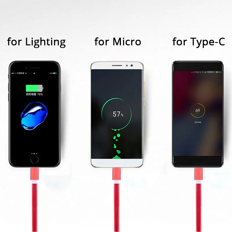 LED الوهج بيانات الشحن ل الروبوت Xiaomi مهايئ شاحن الهاتف USB و نوع C كابل تتدفق ل فون LED الوهج بيانات الشحن