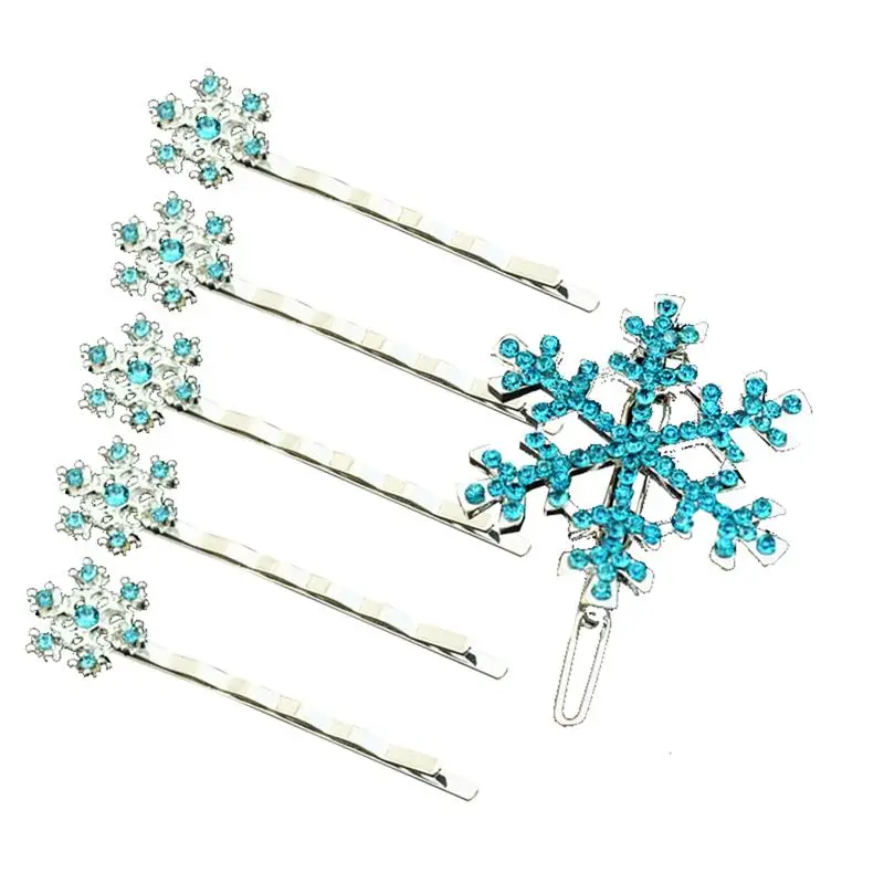 6 шт хрустальные заколки-снежинки и брошь серебряные свадебные аксессуары для волос для женщин(синий