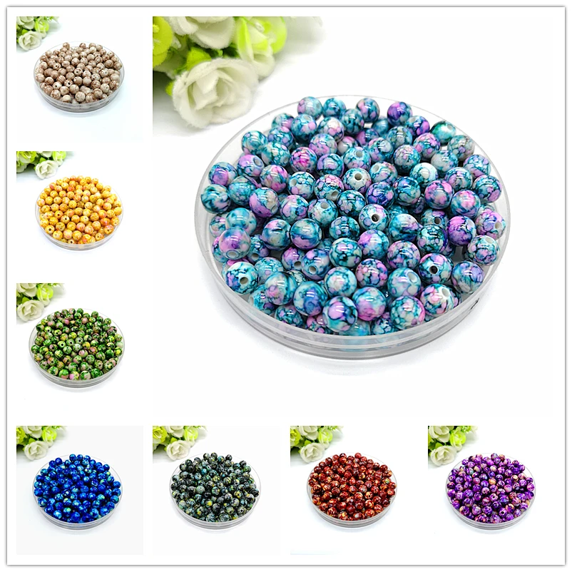 

8mm-14mm Round Shape Beads Jewelry Making Acrylic Beads Multicolor Loose Bead Jewelry DIY Accessory #YKL15-27