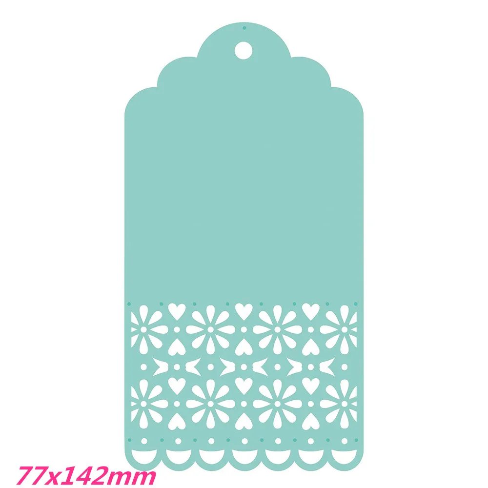 

77x142mm Flower Pattern Tag Banner Making Scrapbook Greeting Card Decoration Frame Metal Slotted Stencil for Embossing DIY