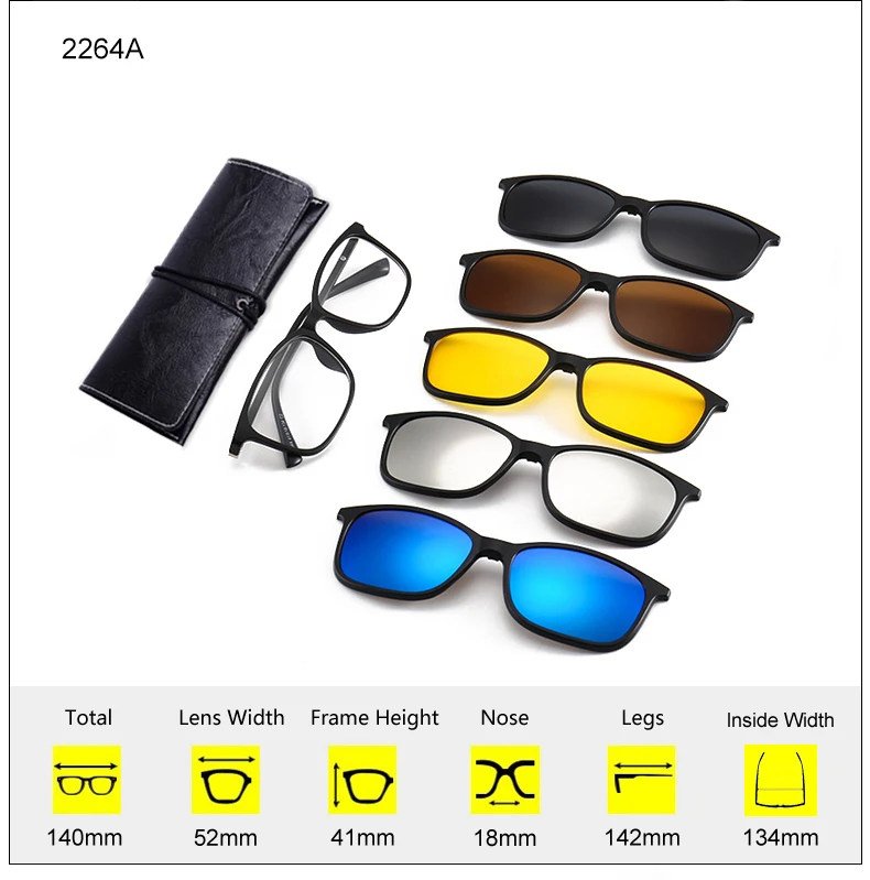 Два Oclock магнитные солнцезащитные очки для мужчин и женщин поляризационные UV400 клип на Близорукость Оптические очки по рецепту PC Рамка 5 в 1 очки