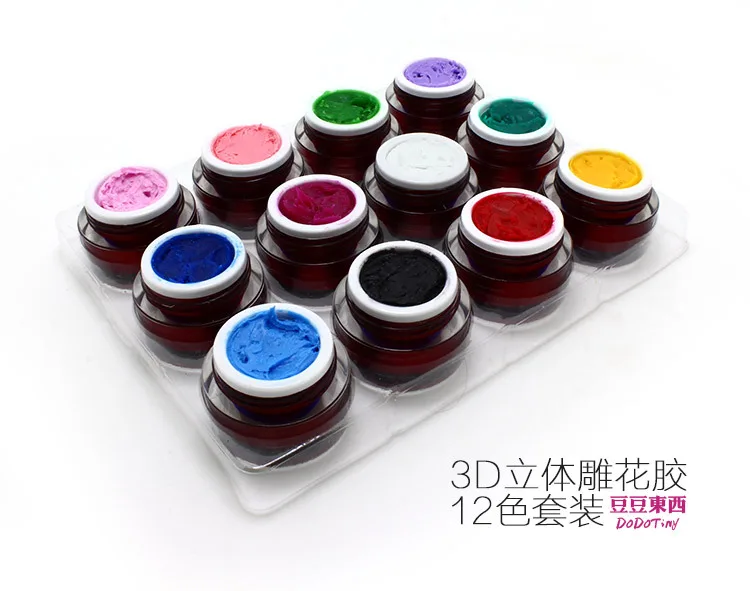 Download New 3D Nail Art Paint Draw Painting Acrylic Color UV Gel 12 Color Glitter Builder False Tips ...