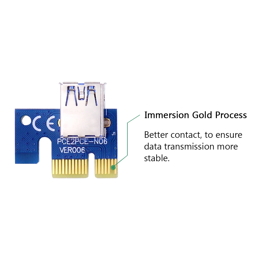 CHIPAL 100 шт. Райзер карта VER 006C PCI E PCIE 1x до 16x + 60 см USB 3 0 кабель/SATA к 6 контактному шнуру