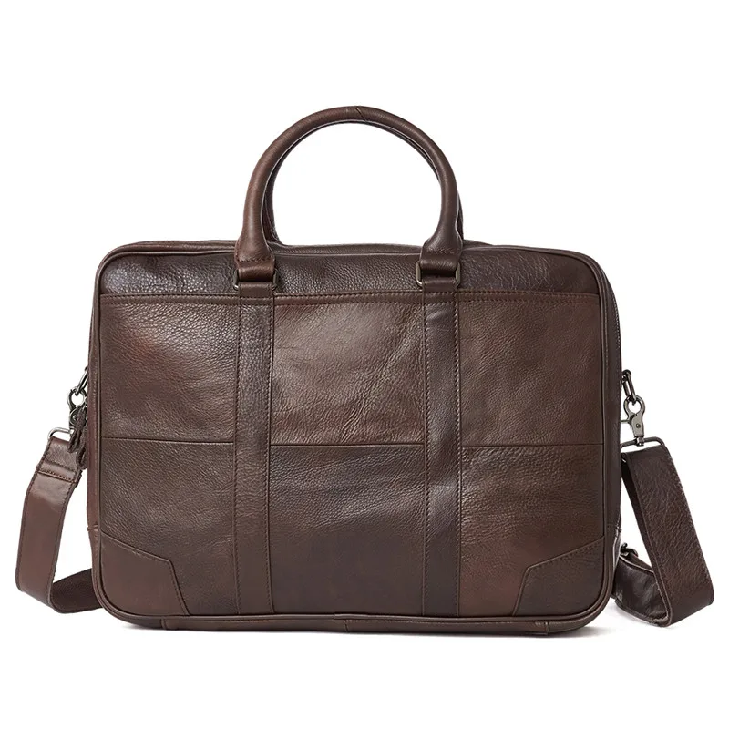 Nesitu, высокое качество, винтажная натуральная кожа, натуральная кожа, черный кофе, Мужские портфели, 14 дюймов, портфель для ноутбука, мужские сумки-мессенджеры M6395 - Цвет: coffee