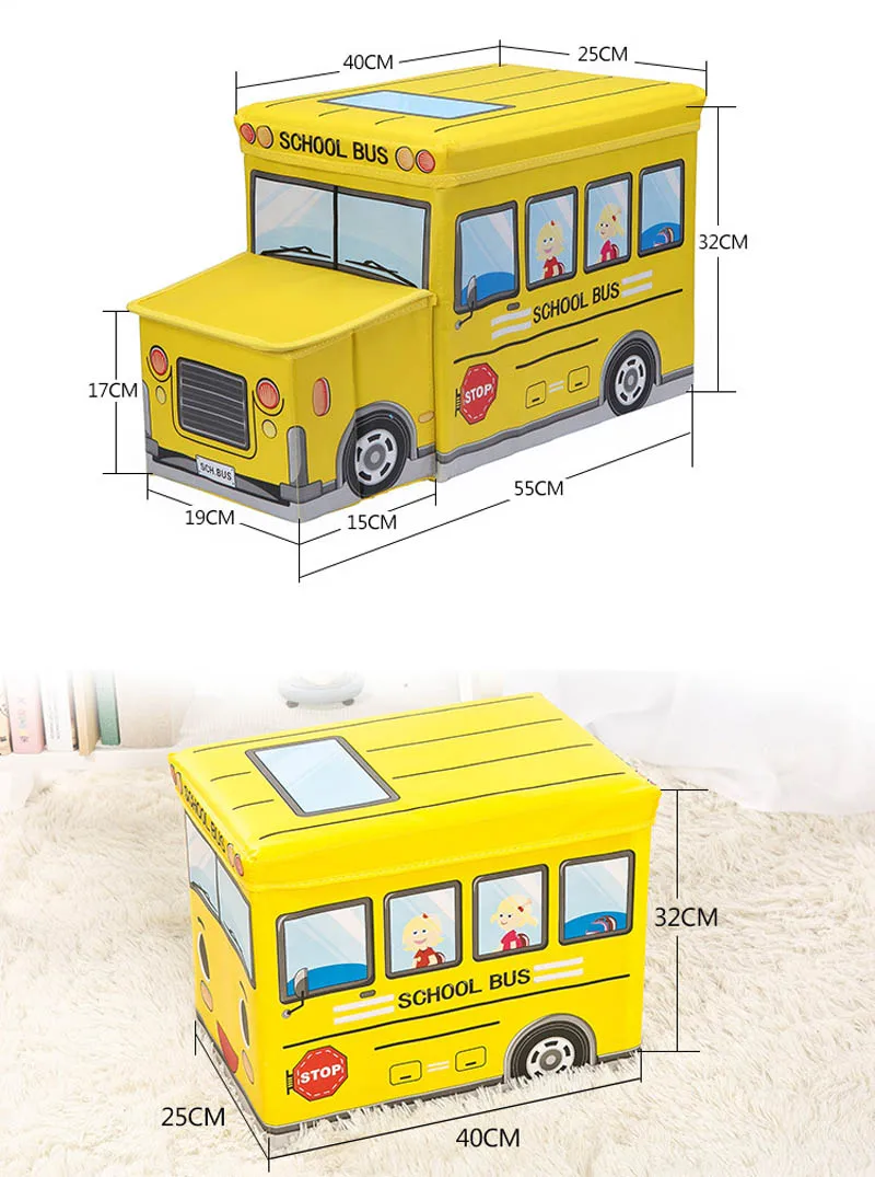 Органайзер в форме автобуса для детской одежды, коробка для хранения игрушек, складная Автомобильная игрушка из мультфильма, корзина для хранения, детская корзина для хранения