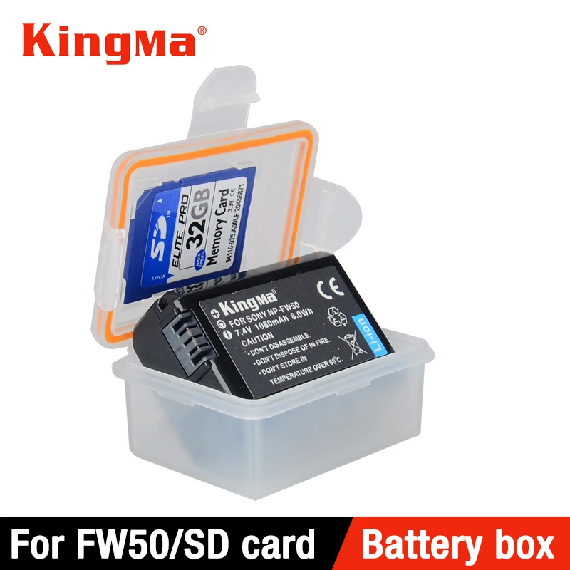 

KingMa 5 PCS Plastic Case Holder Storage Box for sony DSLR camera battery NP-FW50 a7r2 a7m2 NEX-5T a5000 a5100 a6000 a6300 a6500