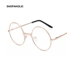 Круглые зеркальные солнцезащитные очки для женщин, ретро очки с металлической оправой, корейские прозрачные линзы, женские оптические очки