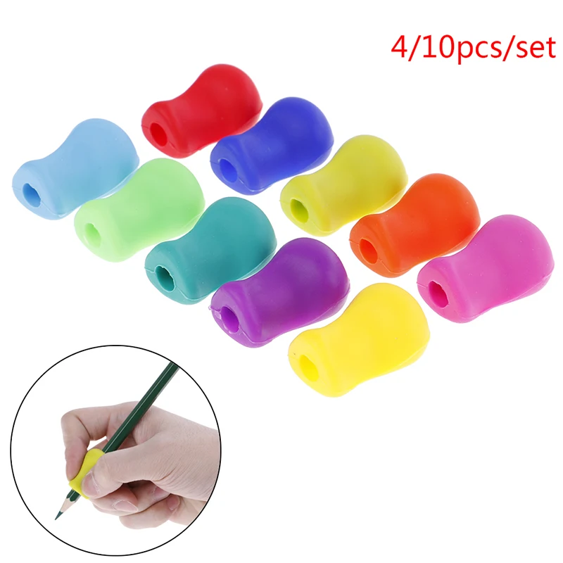 

4/10pcs Silicone Pencil Grip Corrector Therapy Handwriting Aid Kids Children Student School Stationery Pen Control Right Writing