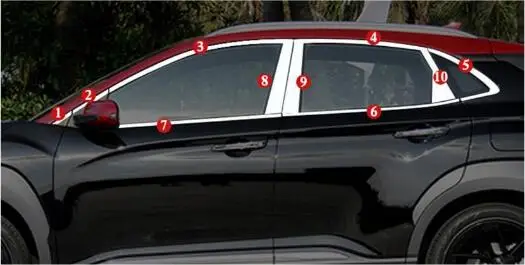 

JIOYNG Stainless Steel CAR FULL WINDOW DECORATION STRIPS TRIM COVER FIT FOR Hyundai KONA ENCINO 2018