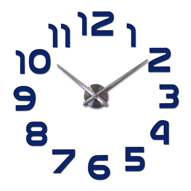 Новые часы большие настенные часы современный дизайн большие декоративные кварцевые часы для гостиной акриловые круглые иглы - Цвет: Темно-синий