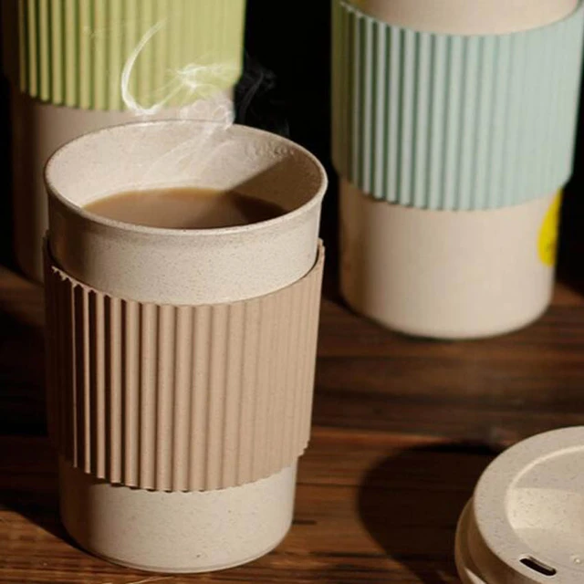 Cute Reusable Travel Cup To Go Coffee Cup Mug with Lid Wheat Stalk