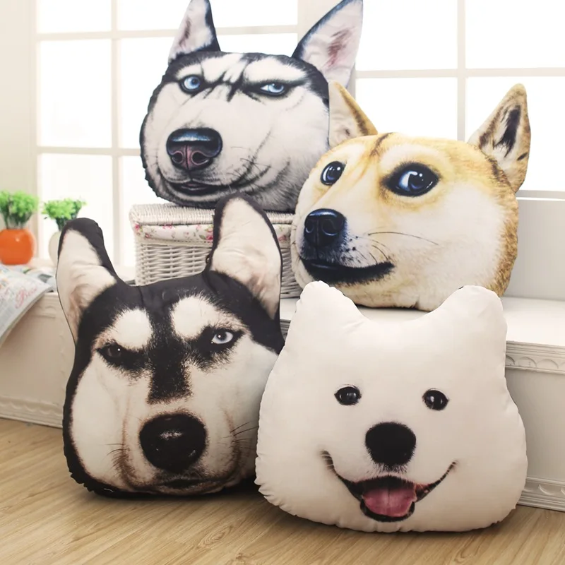 

Soft Pillow Simulation Chocolate Donut Cushion Large Office Nap Tool Pattern Random 3D Husky Shiba Inu Samoyed Pillow Dog Head c