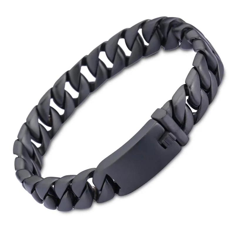 New Brand Black Stainless Steel Bracelet For Men Rock Punk Biker Bracelets&Bangles Eco Friendly