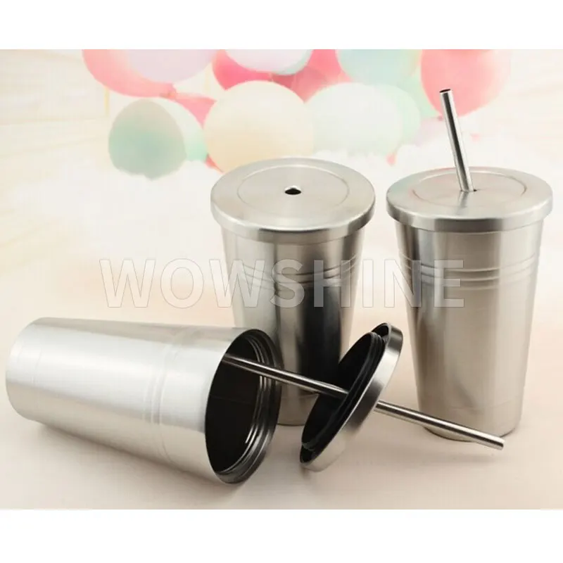 

WOWSHINE Free shipping stainless steel 304 double layer vacuum cup car cup 450ml send with a gift stainless steel straw