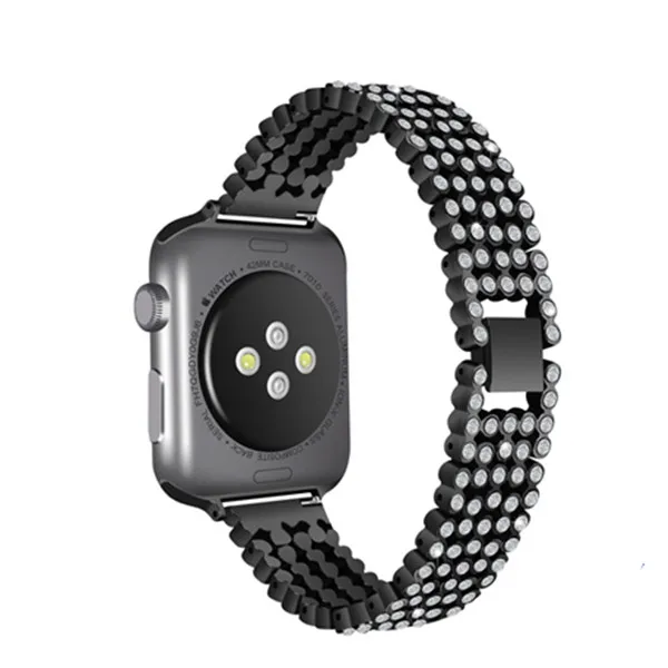 Роскошный Алмазный ремешок для apple watch band apple watch 5 4 3 band 44 мм 40 мм Стильный Кристалл iWatch 5 4 3 42 мм/38 мм браслет ремень - Цвет ремешка: black