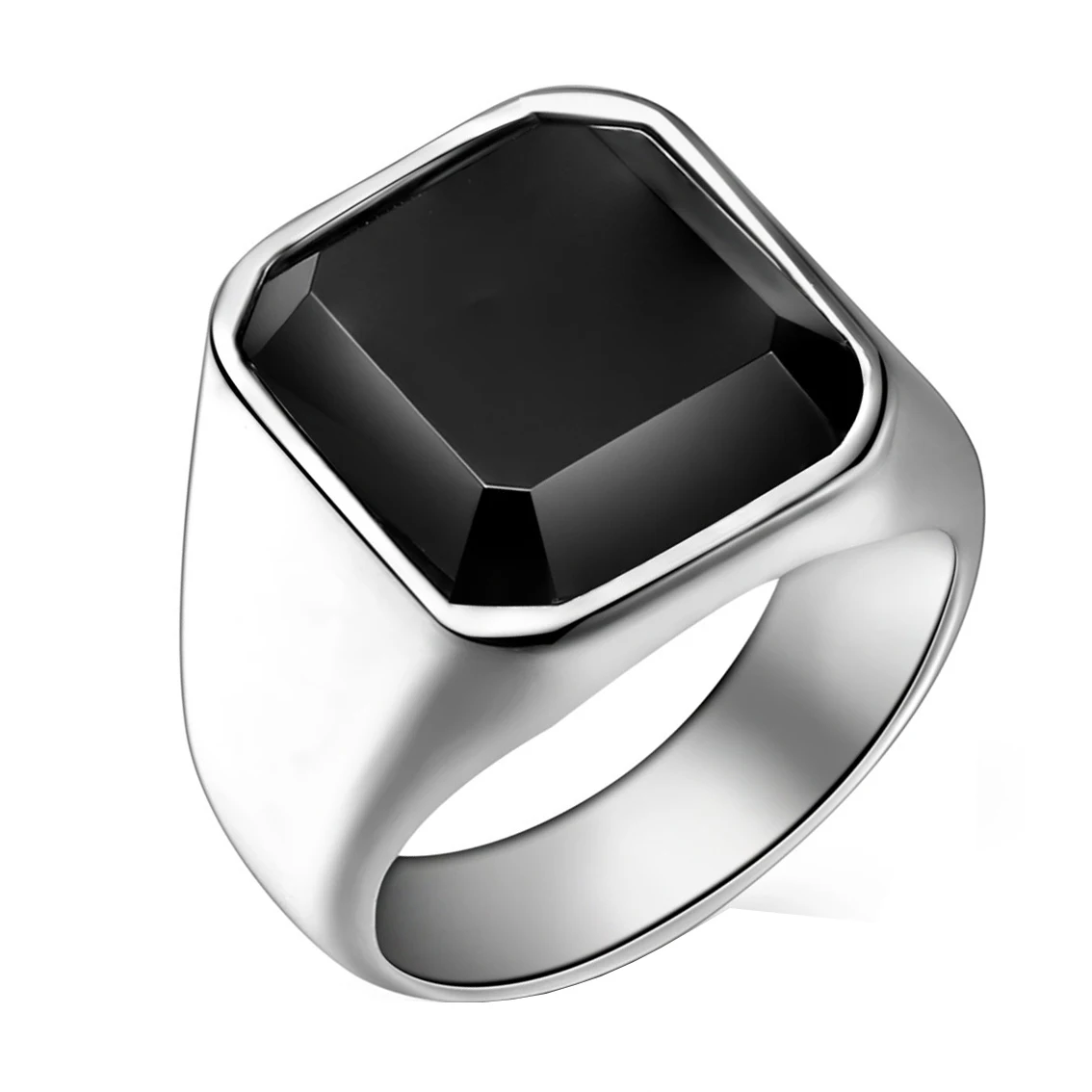 

NFS Brand Smooth Signet Wedding Band Ring Black CZ Mens Boys Fashion Wholesale Dropship Jewelry
