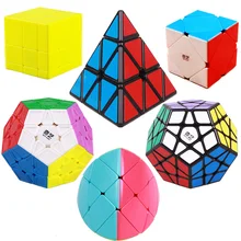QIYI 3x3x3 Megaminx Magic Speed Cube Puzzle Set Pyraminx Stickerless Professional Mirror Cubo Magico Toys for Children Kids