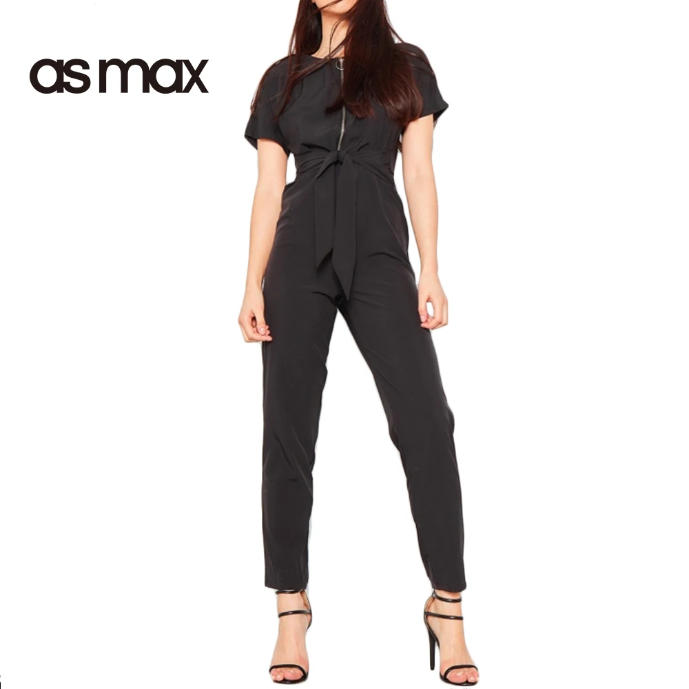 Buy asmax Solid Black Women Jumpsuits Front Zipper