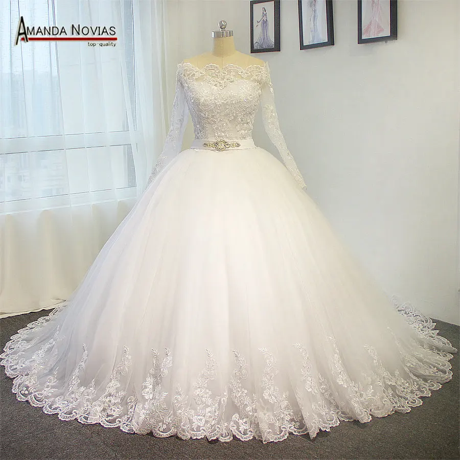 

Robe De Mariage 2017 Off Shoulder Long Sleeve Lace Wedding Dress With Jacket