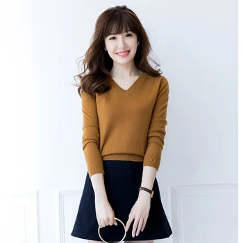 

11 Colors Pure Cashmere Sweater V-neck Women's Sweater High Quality Soft Warm Fashion Slim Pullover Knitted Wool Sweaters Female