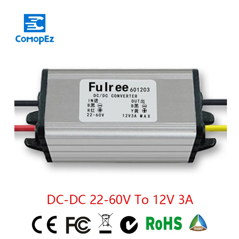 

DC-DC 24V/36V/48V(22-60V) to 12V Converter Module for Cars 3A