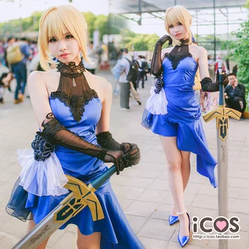 

Anime Fate extella saber Blue Gown party dress cosplay costume Sexy cocktail dress in stock NEW Uniform