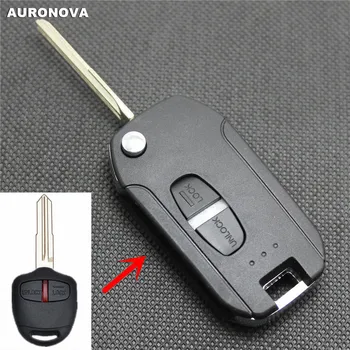

AURONOVA New Upgrade Folding Key Shell for Mitsubishi Asx Outlander Grandis Pajero Sport 2 Buttons Modified Remote Car Key Case