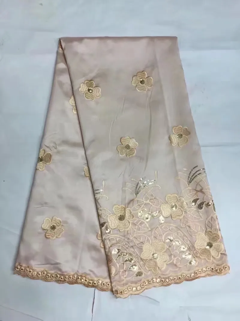 

African George Fabric With Sequins 2019 Hot Sale French Lace Fabric Best Raw Silk George Wrappers For Wedding Dress 5yard/lot