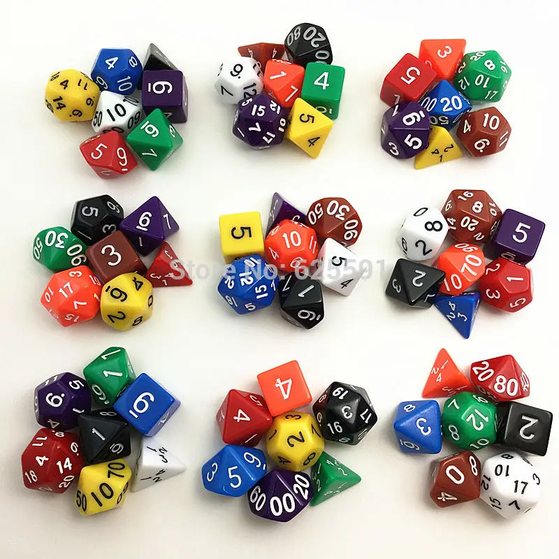 Горячая 7 разные цвета набор костей для ролевых игр D4 D6 D8 D10 D00 D12 D20