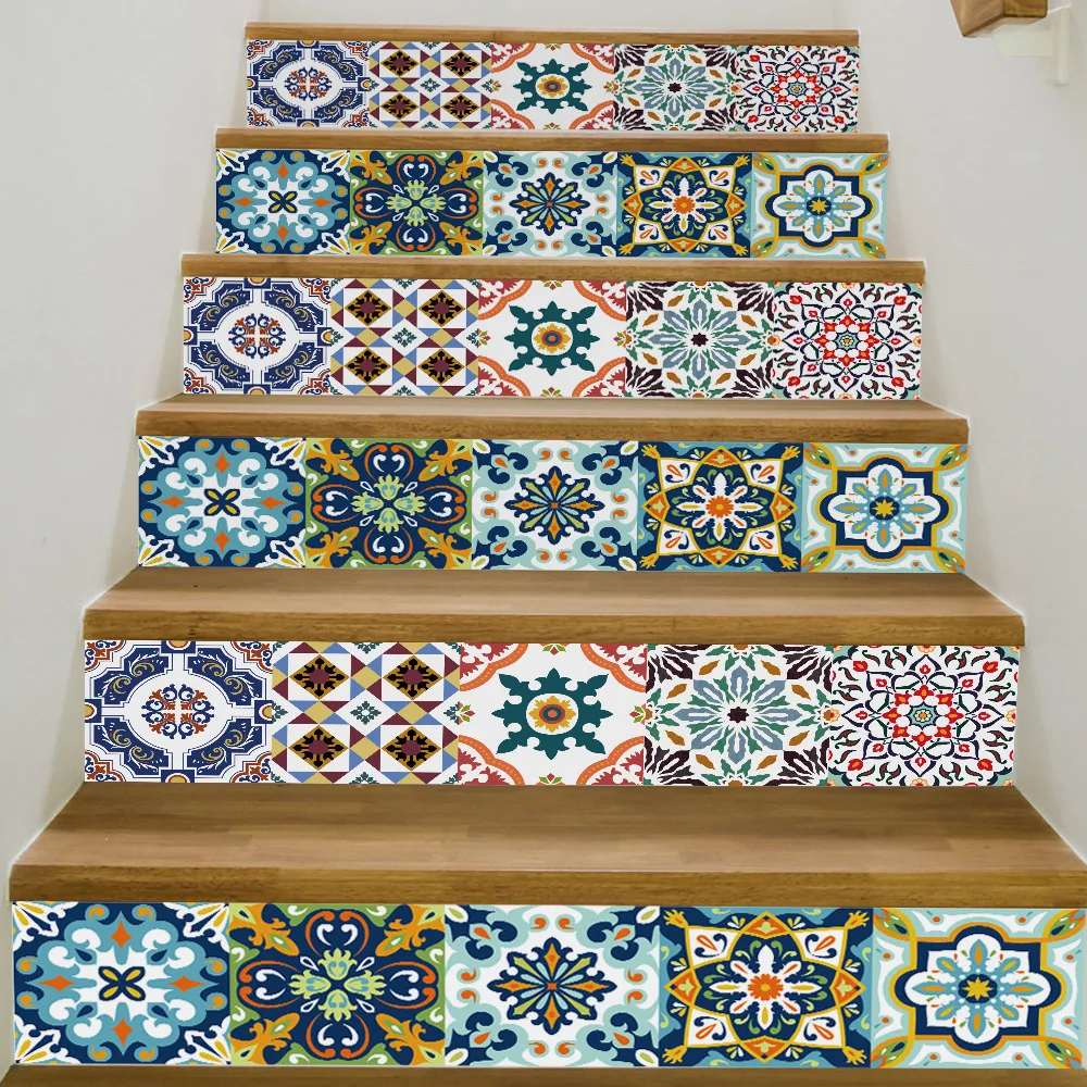 

2019 New Waterproof Floor Stickers Mediterranean Style Stairs Corridor New Creative Home Decoration Supply Free Shipping