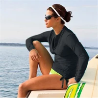 Женская рашгард с длинным рукавом, рубашки для плавания, женская одежда для плавания, лайкра, одежда для серфинга, Рашгард, высокое качество, защита от ультрафиолета, топы для серфинга N901 - Цвет: Black