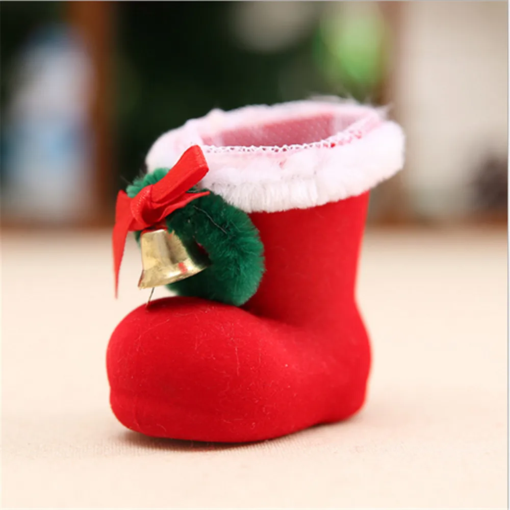 Милые носки-ботиночки разных размеров; 1 шт.; яркие зимние носки для малышей; Рождественский Санта-Клаус; Подарочный пакет из флока; Рождественский подарок - Цвет: XS