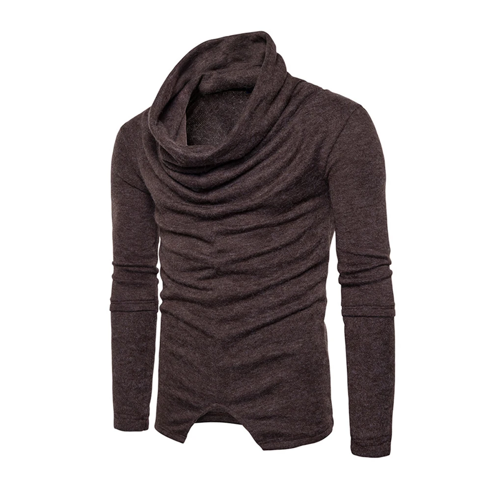 2018 Autumn Pullover Slim Fit Thin Mens Knitted Sweaters Male Heap Collar Design Solid Color Brand Clothing Homme Tops 2018 Autumn Pullover Slim Fit Thin Mens Knitted Sweaters Male Heap Collar Design Solid Color Brand Clothing Homme Tops