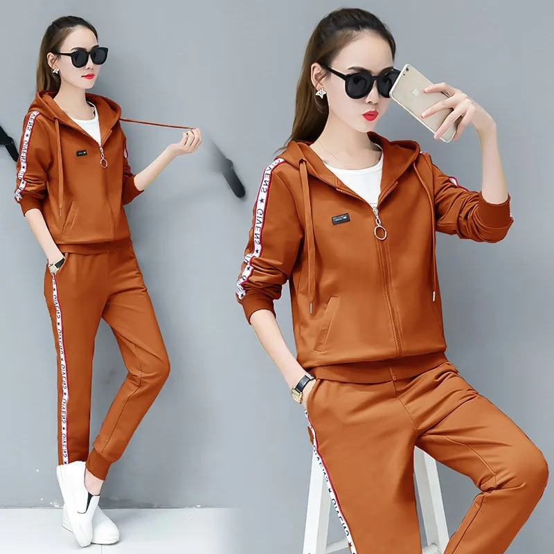 

2019 New Spring and Autumn Jacket + T-Shirt + Trousers Three-Piece Set fashion Korean thin casual wear three-piece suit Women