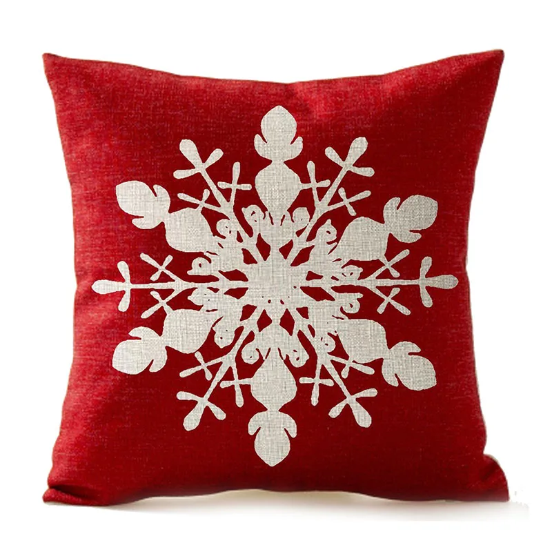 

Winter Greetings Beige Ivory Shadow Beautiful Snowflake In Red Merry Christmas Gifts flax Decorative Pillow Case Cover 45x45cm