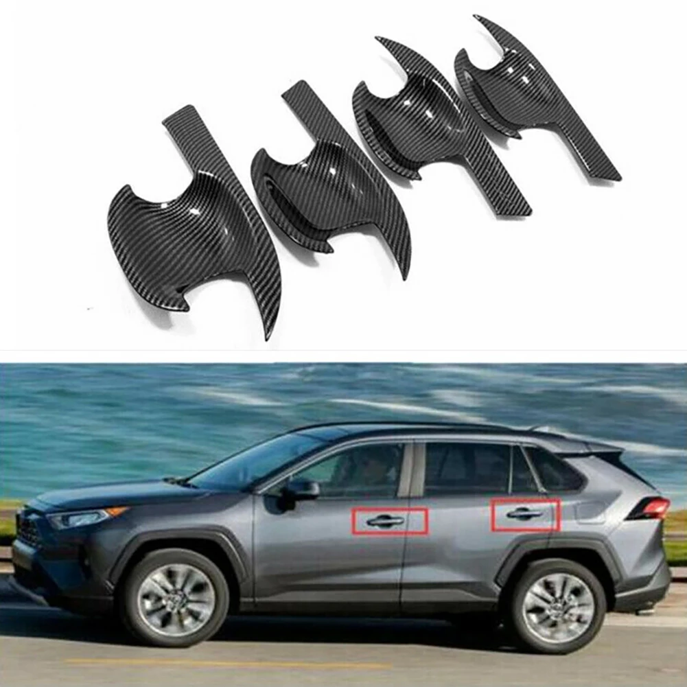 Для Toyota RAV4 2019 ABS хром углеродное волокно наружная дверь чаша крышка отделка