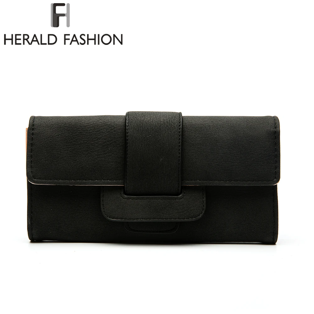 

Herald Fashion Quality Women Leather Wallets Long Design Card Purse Coin Holder Money Clip Ladies Phone Clutch Female Hasp Purse