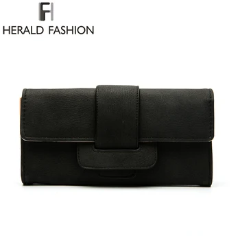 

Herald Fashion Quality Women Leather Wallets Long Design Card Purse Coin Holder Money Clip Ladies Phone Clutch Female Hasp Purse
