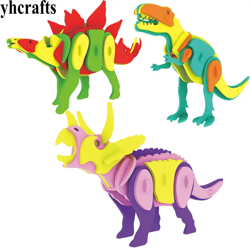 1 шт./лот, 3D динозавров Стегозавр Трицератопс головоломки пены, раннего обучения educatonal DIY игрушки Конструкторы подарки на день рождения