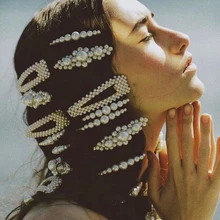 Lalynnlys Горячая Элегантная женская имитация шпильки с жемчугом письмо цветок заколки для волос головная повязка невесты вечерние свадебные аксессуары