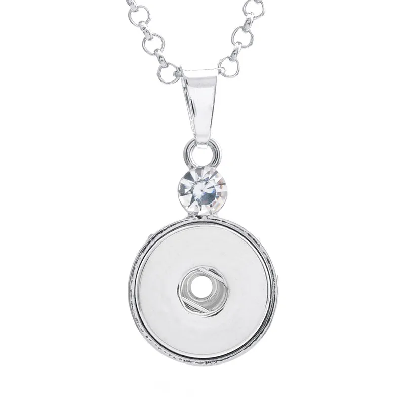 

Free Gifts Chain DIY Snaps Jewelry Women round rhinestone Snaps Button Necklace Pendant Fit 18mm Button IB640 for women