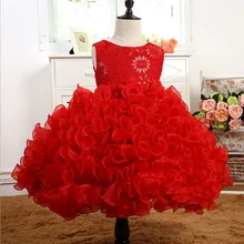 Новая официальная одежда для маленьких девочек платье с цветочным рисунком детские красные платья для выпускного вечера Одежда для девочек Вечерние Платья с цветочным рисунком для девочек Свадебное бальное платье