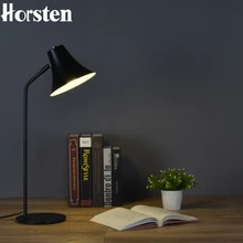 Horsten Американский винтажный Ретро промышленный светодиодный Настольный светильник, скандинавские железные черные настольные лампы для чтения, для учебы, настольные лампы E27 AC90-260V