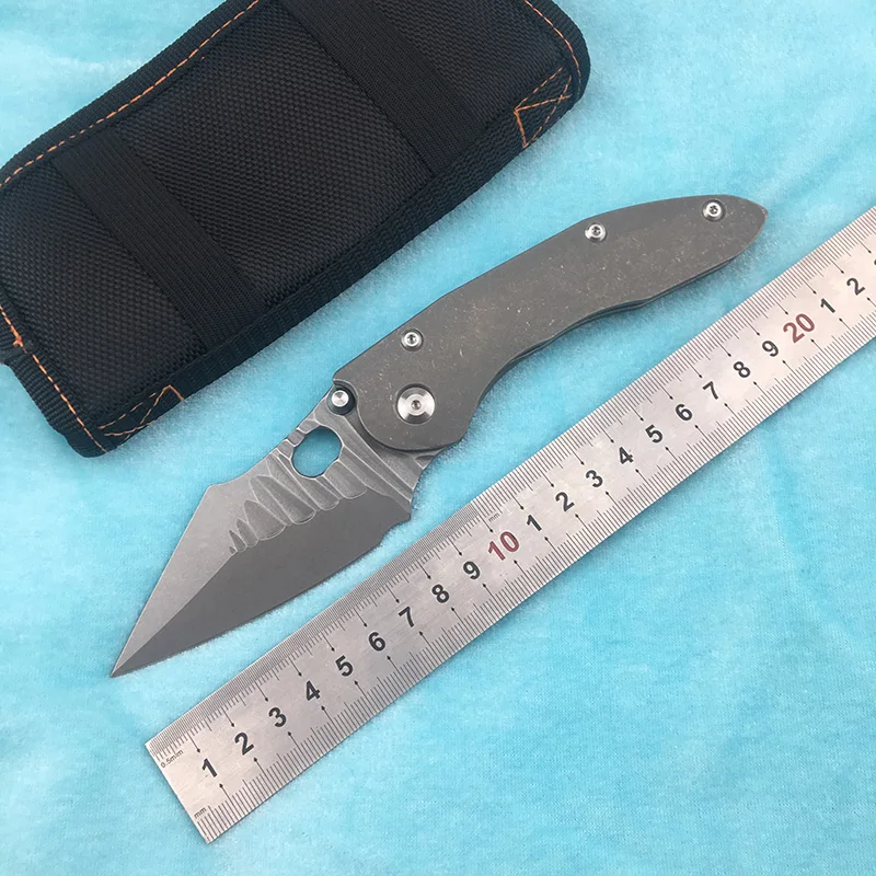 

LEMIFSHE Stitch Flipping s35vn blade folding knife titanium alloy handle hunting outdoor camping survival fruit knife EDC tool