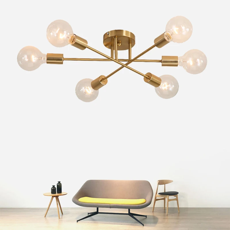 

Nordic Creative 6 Heads Ceiling Light Modern personality Multiple lever metal E27 Ceiling Lamp for Restaurant Bar Foyer Bedroom