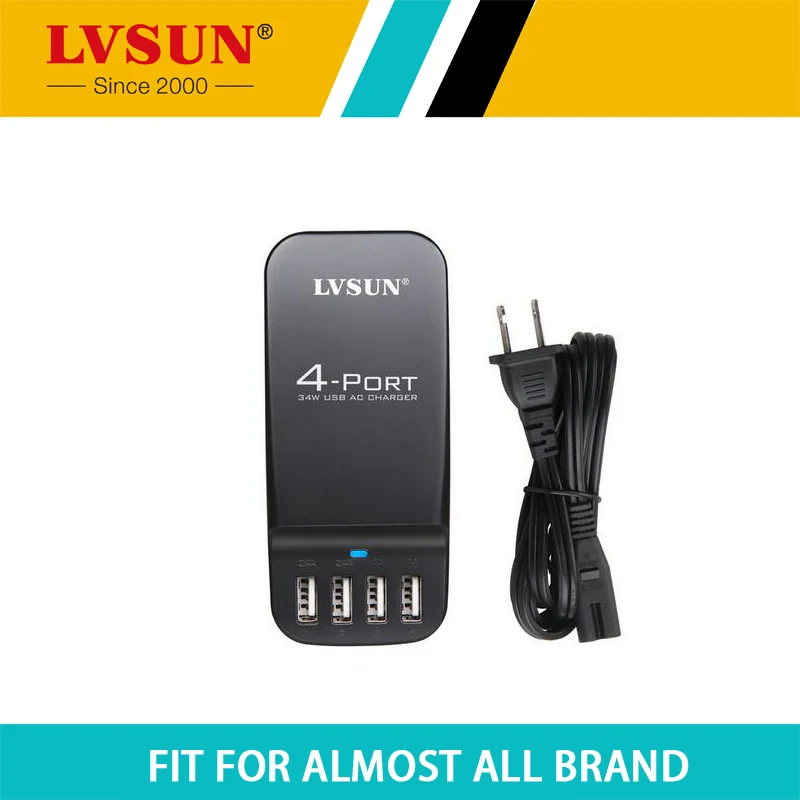 Универсальное сетевое зарядное устройство LVSUN с 4 USB портами 5 В 2 А 1 А|charger lvsun|usb