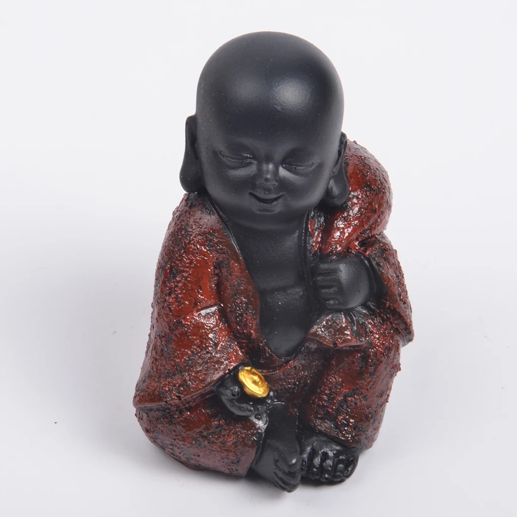

Happy Buddha Monk Statue Do not Say Look and Listen Collectible Figurines Resin Carved Ornament